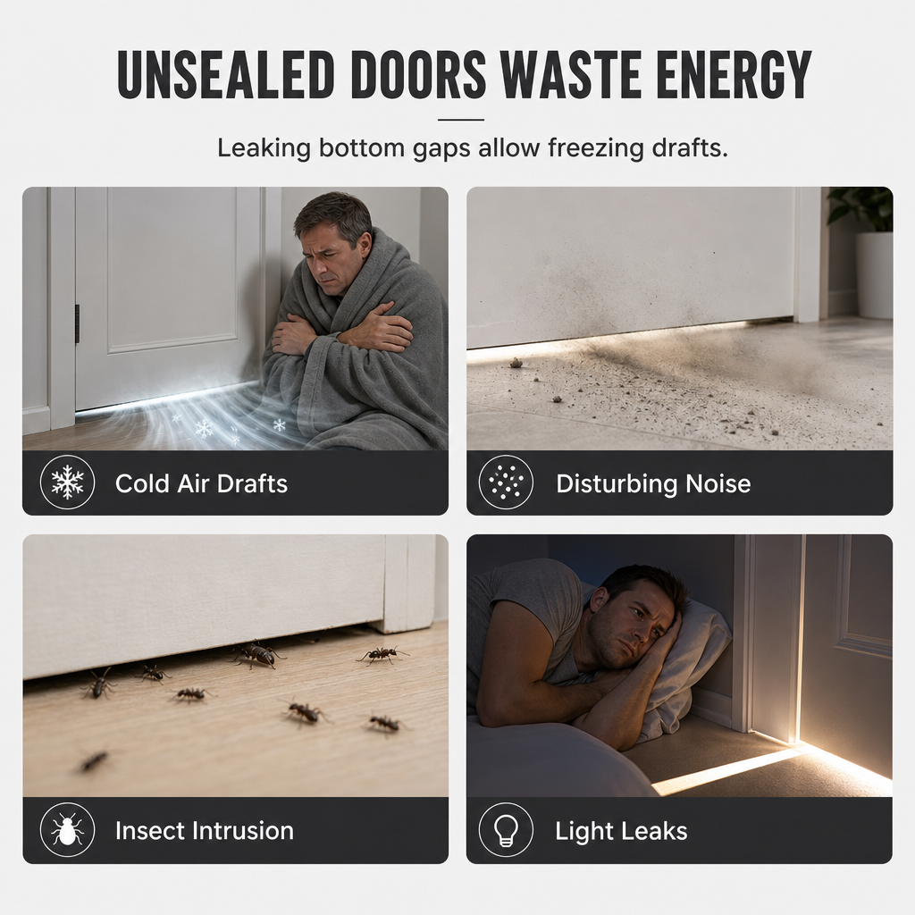 DIY Wear Resistant Leather Under Door Draft Stopper Windproof and Insect Proof Bedroom Door Bottom Seal Strip