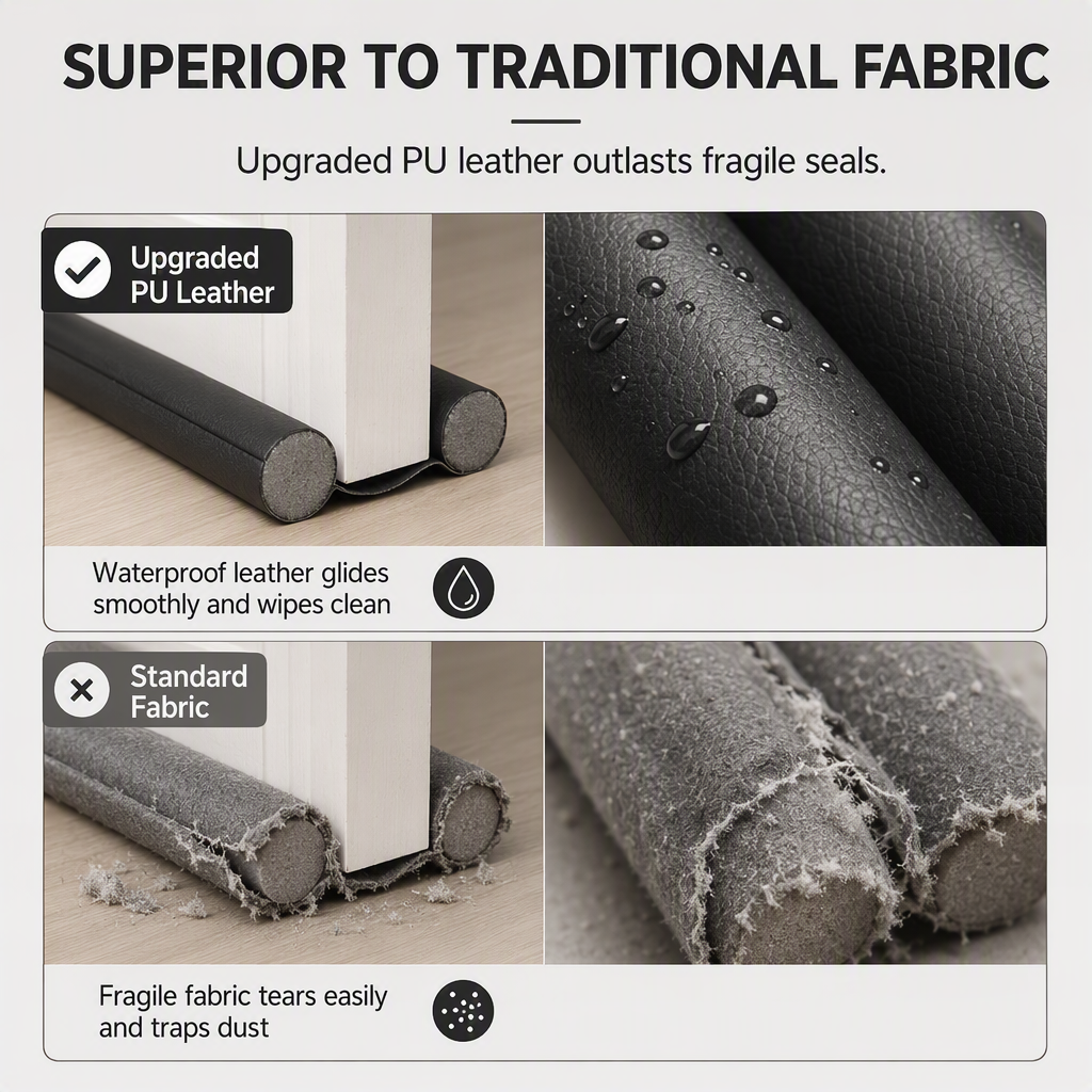 DIY Wear Resistant Leather Under Door Draft Stopper Windproof and Insect Proof Bedroom Door Bottom Seal Strip