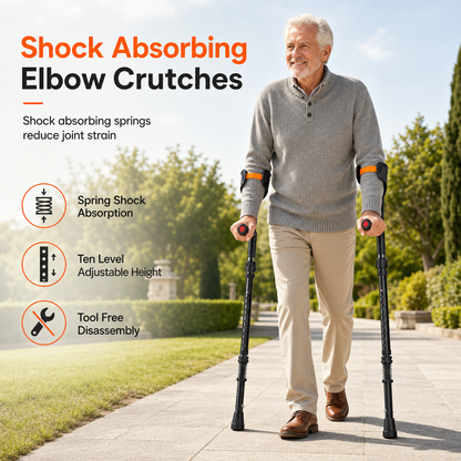50% OFF! ✨ Folding Forearm Crutches – Shock-Absorbing Spring System, Reinforced Aluminum Shaft & Slip-Resistant Rubber Feet – Comfortable Mobility Aid for Fracture Rehabilitation 🦵