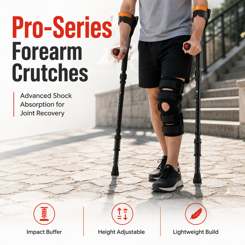 50% OFF! ✨ Folding Forearm Crutches – Shock-Absorbing Spring System, Reinforced Aluminum Shaft & Slip-Resistant Rubber Feet – Comfortable Mobility Aid for Fracture Rehabilitation 🦵