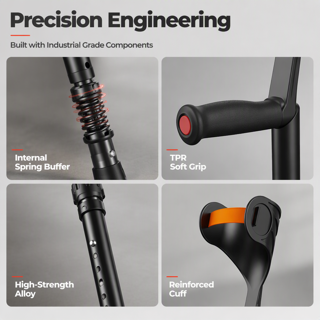 50% OFF! ✨ Folding Forearm Crutches – Shock-Absorbing Spring System, Reinforced Aluminum Shaft & Slip-Resistant Rubber Feet – Comfortable Mobility Aid for Fracture Rehabilitation 🦵