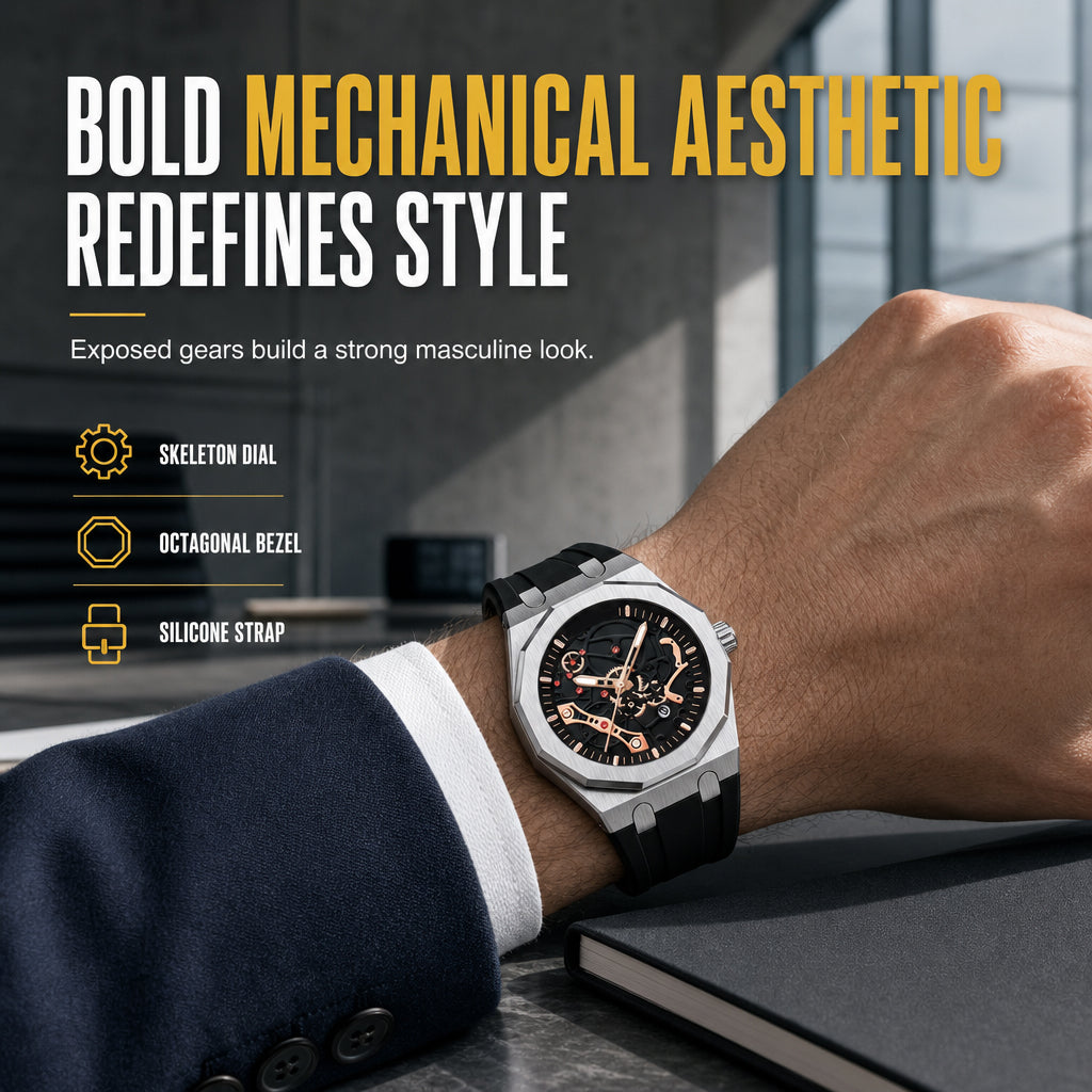 📢📢50% OFF !! ⏰Men's Sport Quartz Watch – Mechanical Style Luminous Hands, Date Calendar & Water Resistance ⌚