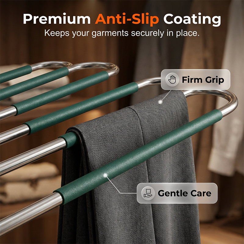 🔥50% OFF 👖 Multi-Layer Space-Saving Pants Hanger – Vertical Closet Organizer for Jeans, Trousers, Scarves & Ties, Compact Wardrobe Storage Rack ✨