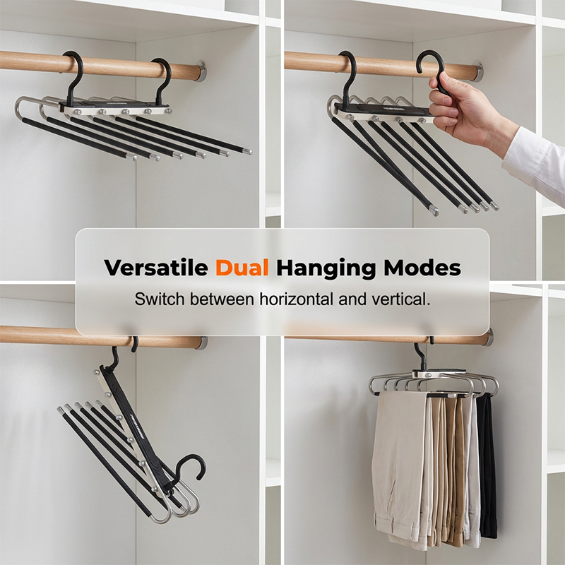 🔥50% OFF 👖 Multi-Layer Space-Saving Pants Hanger – Vertical Closet Organizer for Jeans, Trousers, Scarves & Ties, Compact Wardrobe Storage Rack ✨