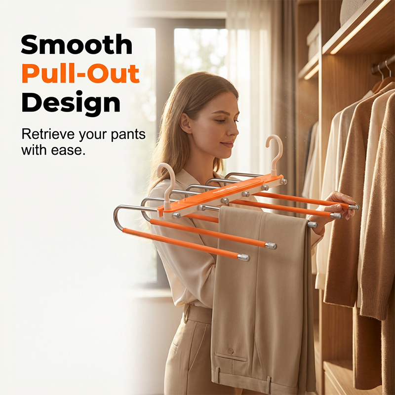🔥50% OFF 👖 Multi-Layer Space-Saving Pants Hanger – Vertical Closet Organizer for Jeans, Trousers, Scarves & Ties, Compact Wardrobe Storage Rack ✨