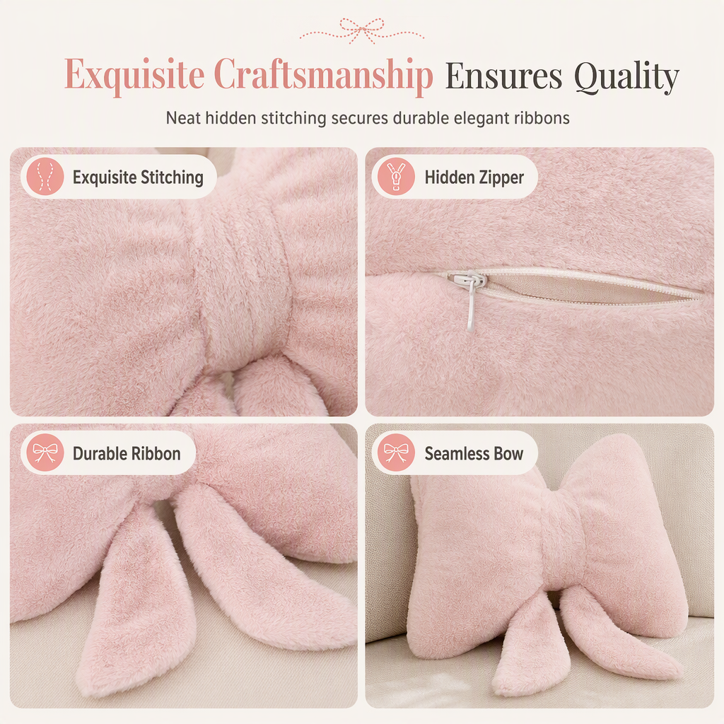 🌸 50% OFF NOW! 🌸Soft Minimalist Bowknot Throw Pillow with Detachable Design Decorative Lumbar