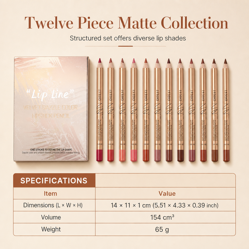 12-Piece Long Lasting Smudge-Proof Matte Lip Liner Set