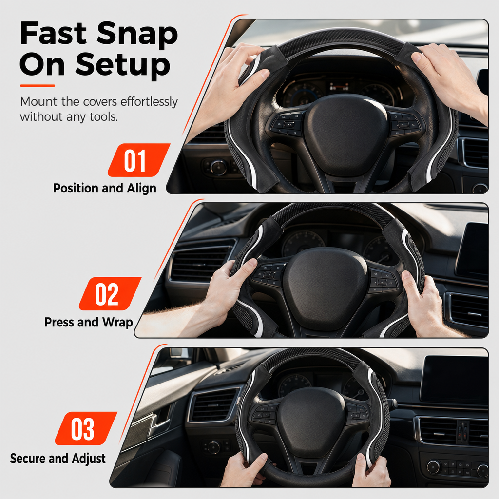 📢📢50% OFF !! ⏰Universal Carbon Fibre Steering Wheel Cover – Refresh Your Daily Drive ✨