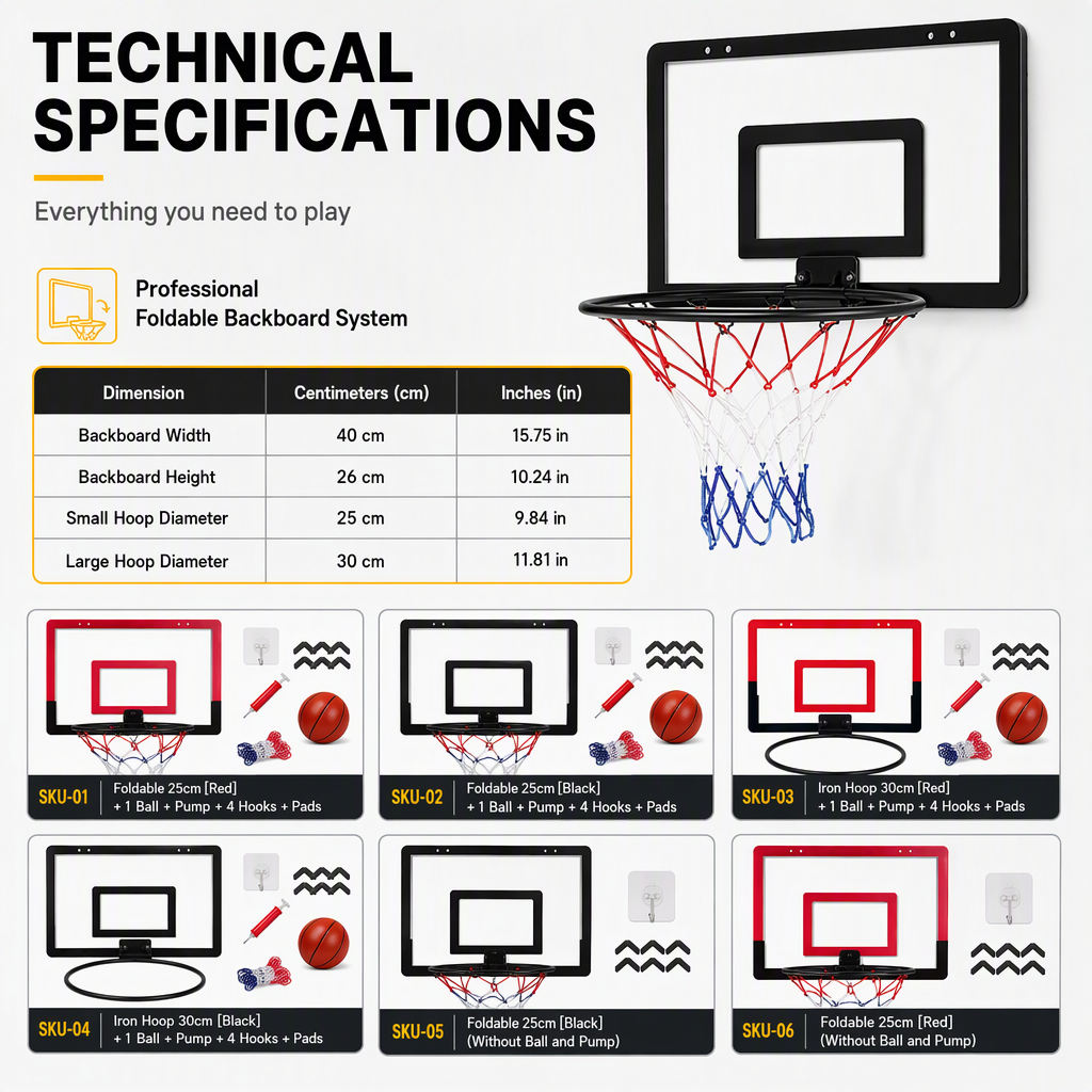 ⏳Time-Limited Special⏰No Drill Wall Mounted Folding Basketball Hoop Toy Set for Kids Indoor and Outdoor Play