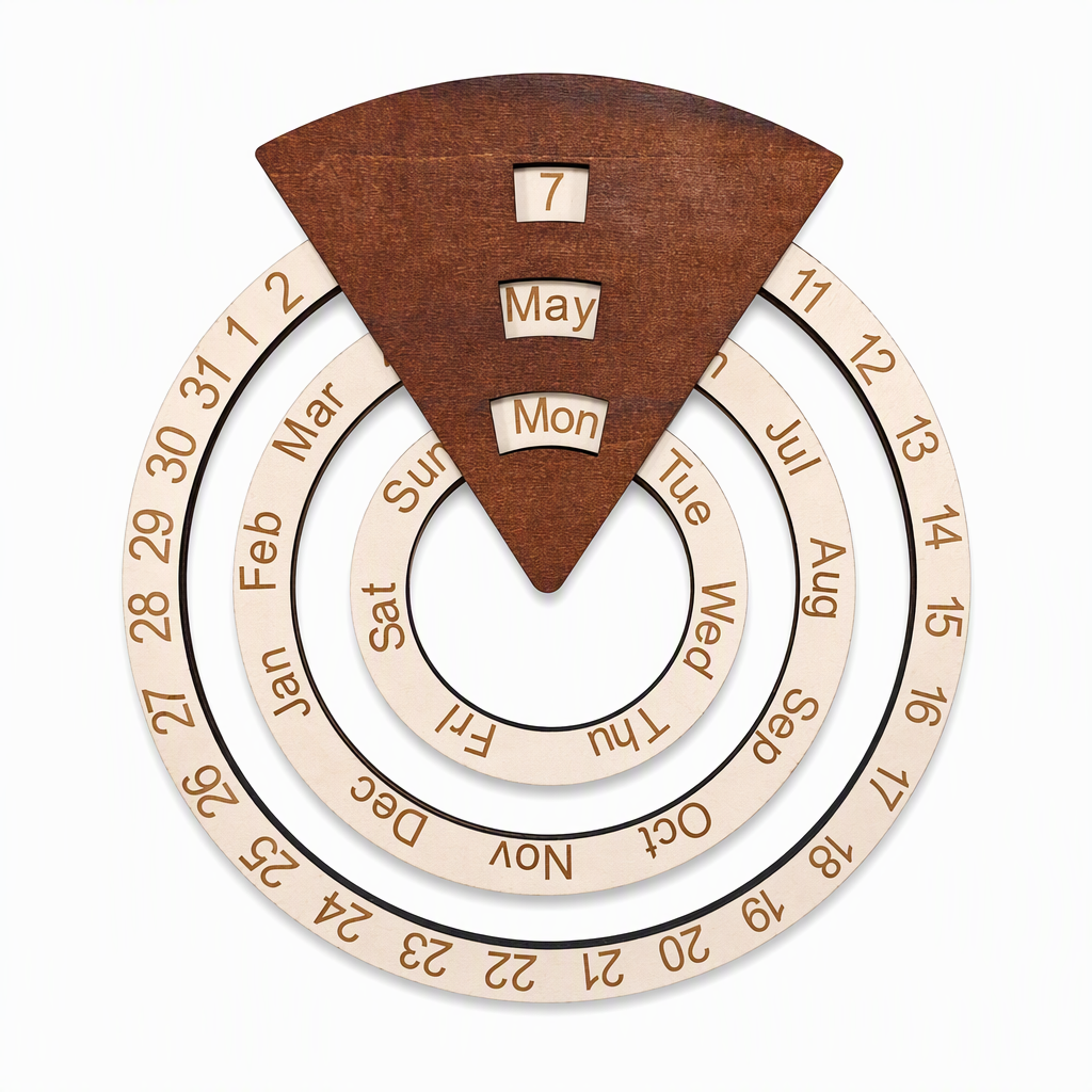 📢📢50% OFF !! ⏰ Circular Wooden Rotating Perpetual Calendar – Artistic, Interactive, Timeless ✨