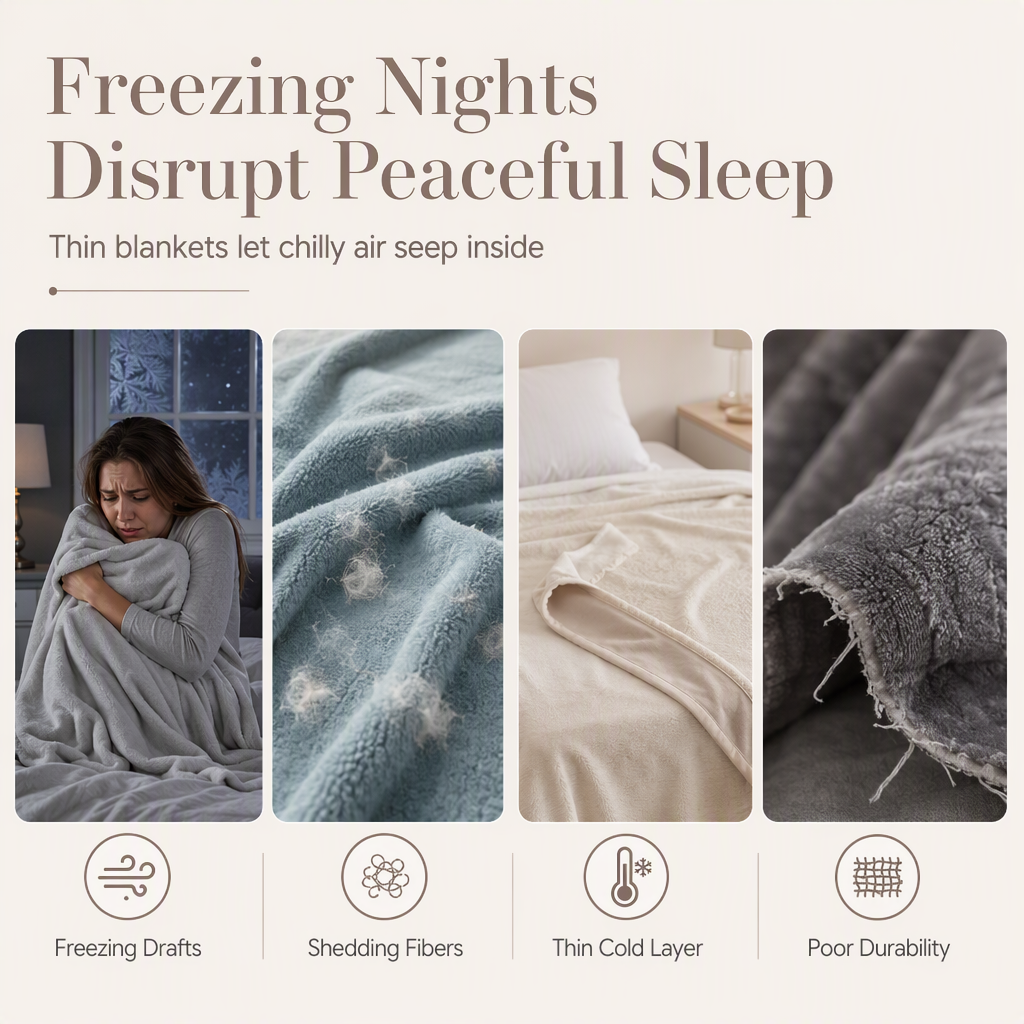 Double Layer Thickened Flannel and Sherpa Fleece Throw Blanket Warm Air Conditioning Blanket