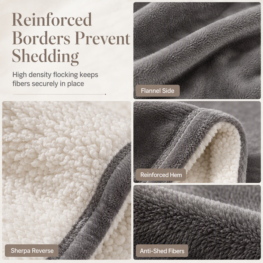 Double Layer Thickened Flannel and Sherpa Fleece Throw Blanket Warm Air Conditioning Blanket