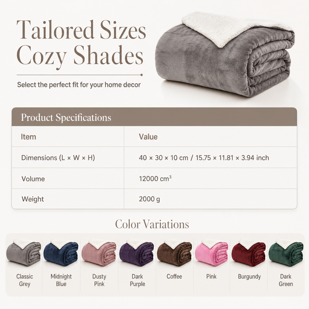 Double Layer Thickened Flannel and Sherpa Fleece Throw Blanket Warm Air Conditioning Blanket