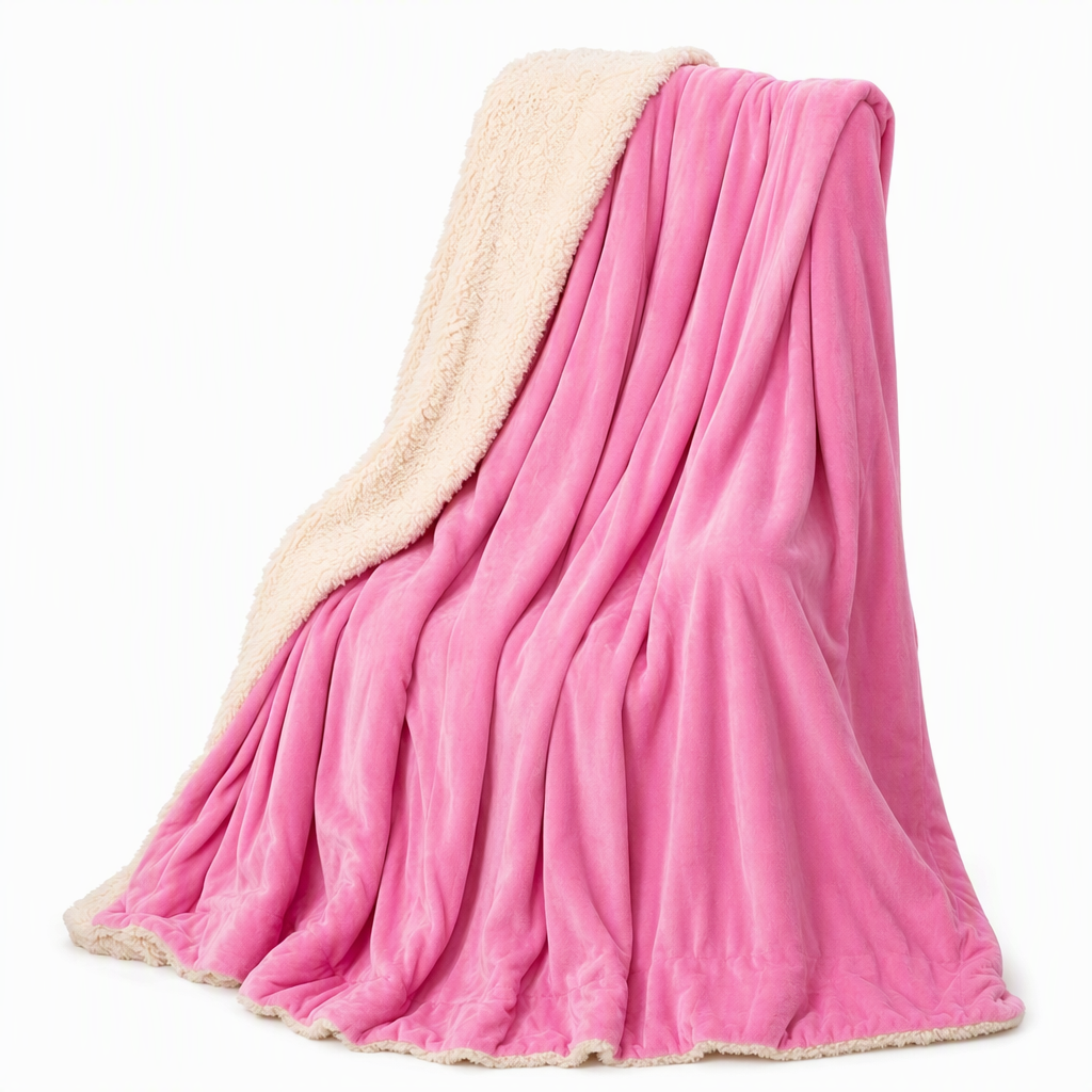 Double Layer Thickened Flannel and Sherpa Fleece Throw Blanket Warm Air Conditioning Blanket