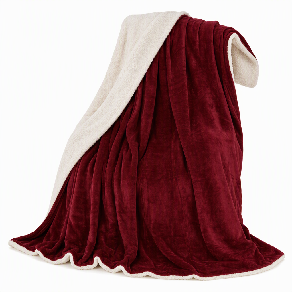 Double Layer Thickened Flannel and Sherpa Fleece Throw Blanket Warm Air Conditioning Blanket