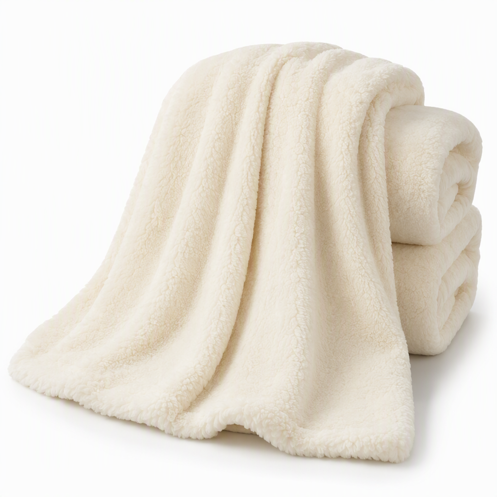 Double Layer Thickened Flannel and Sherpa Fleece Throw Blanket Warm Air Conditioning Blanket