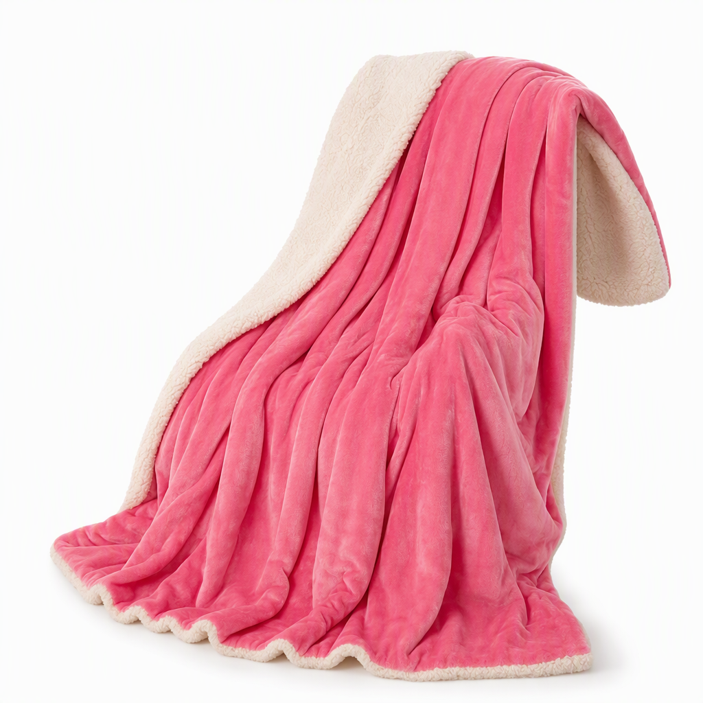 Double Layer Thickened Flannel and Sherpa Fleece Throw Blanket Warm Air Conditioning Blanket
