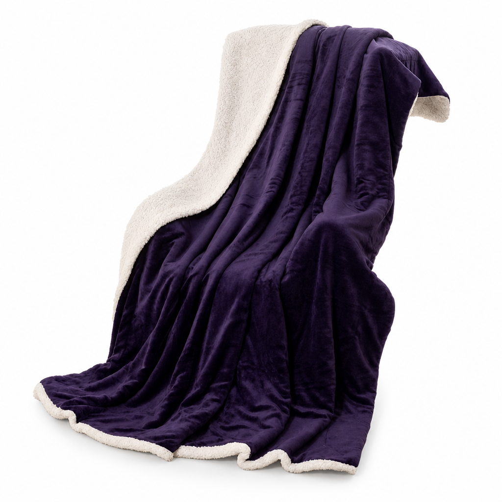 Double Layer Thickened Flannel and Sherpa Fleece Throw Blanket Warm Air Conditioning Blanket