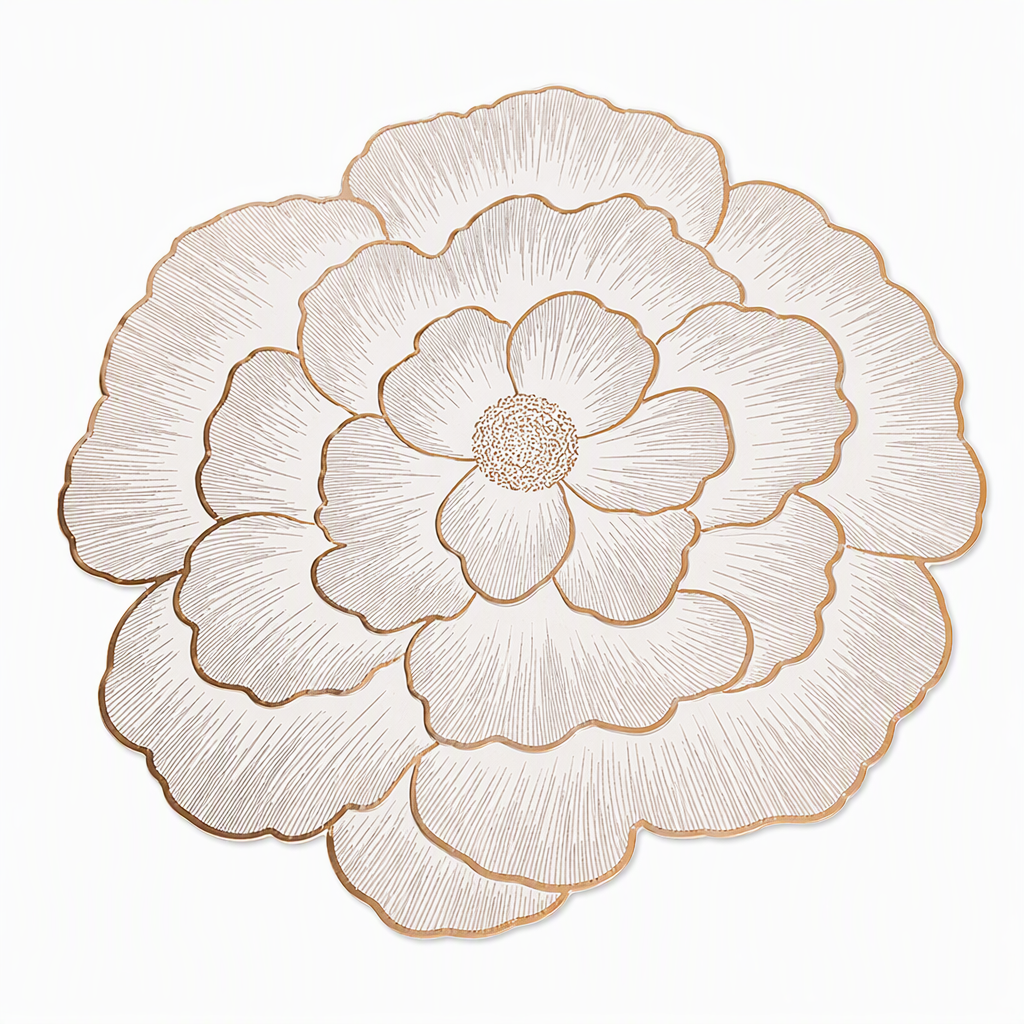 ⏳Limited-time 50% off⏰Nordic Style Metallic Peony Flower PVC Placemat | Heat Resistant Non Slip Waterproof Dining Table Mat🍽️💛🌹