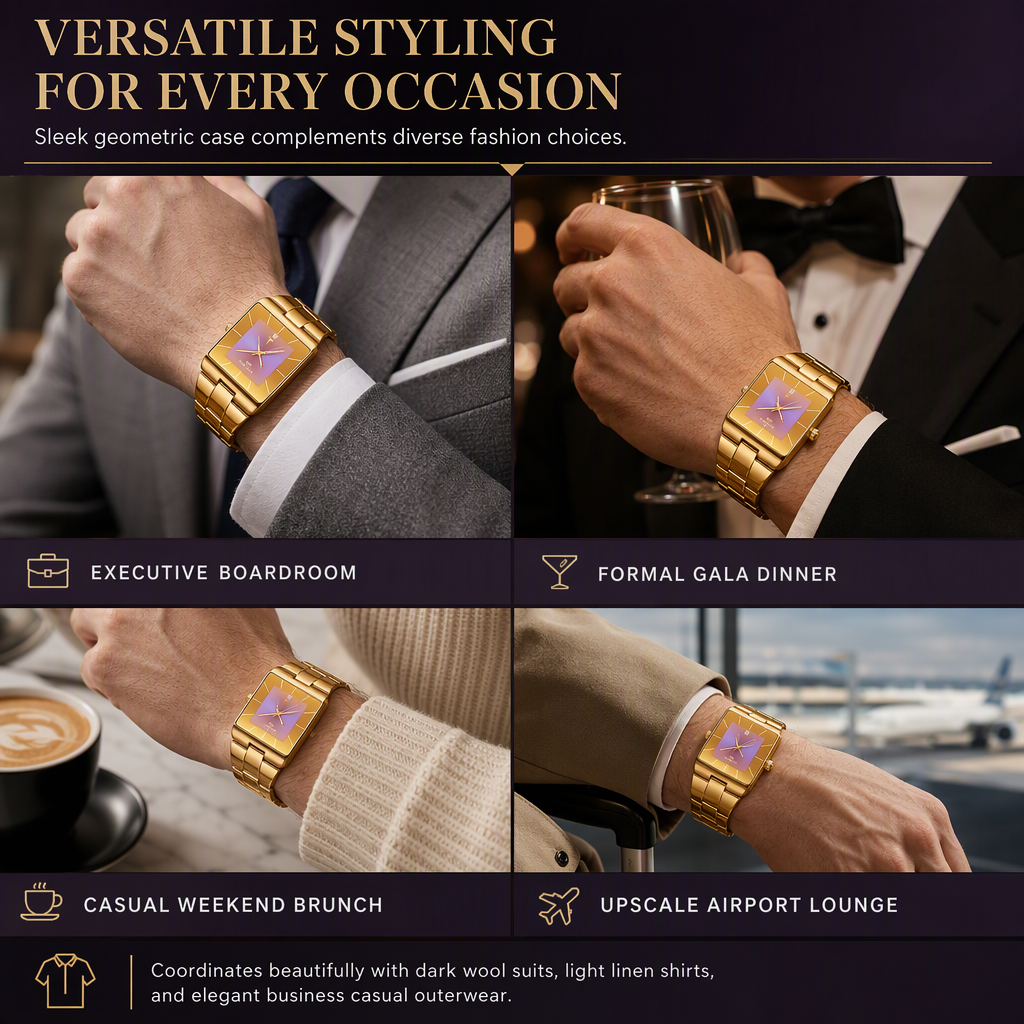 ⌚ Fashionable Men’s Square Quartz Watch ✨ Steel Strap Classic Wristwatch for Men & Students