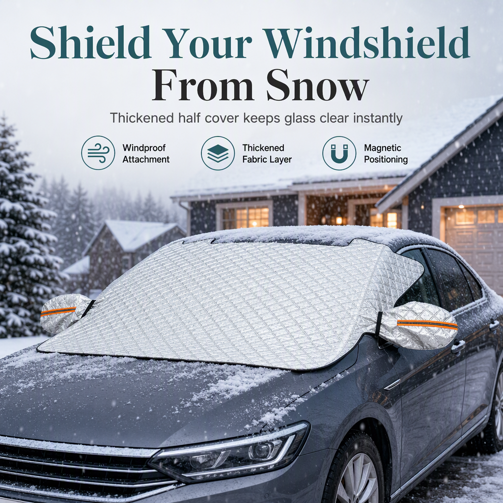 ⏳Time-Limited Special⏰Thickened Magnetic Car Windshield Snow Cover Winter Front Windshield Half Cover for Sedans and SUVs
