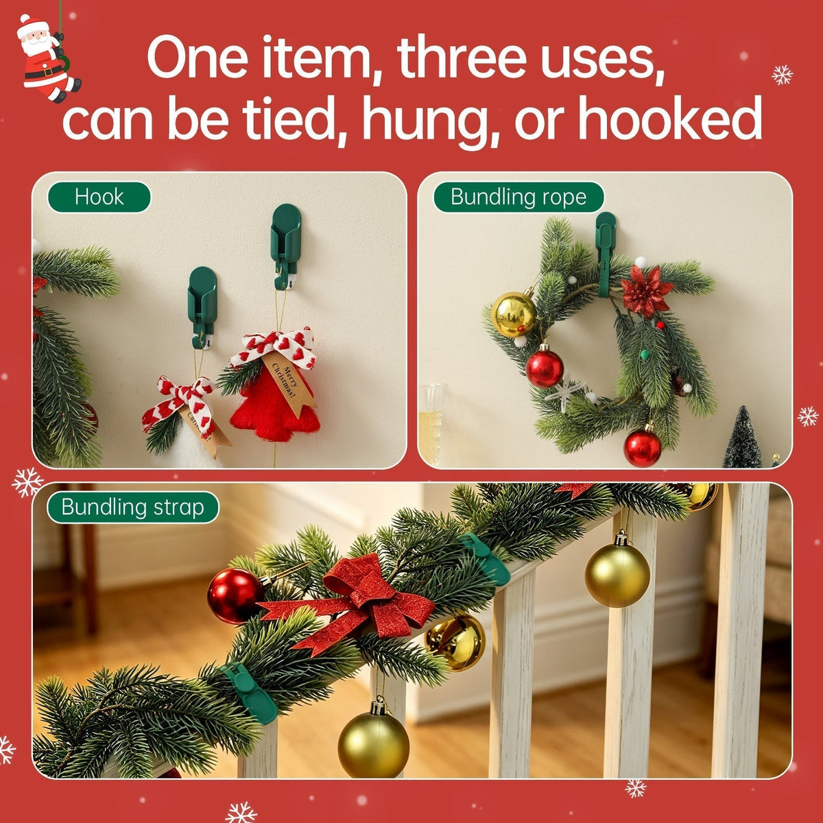 ⌛️Festive Sale! 🎄 Silicone Christmas Wreath Ties & Hooks (5 Pcs) – Secure Your Wreaths & Garlands with Ease🎅