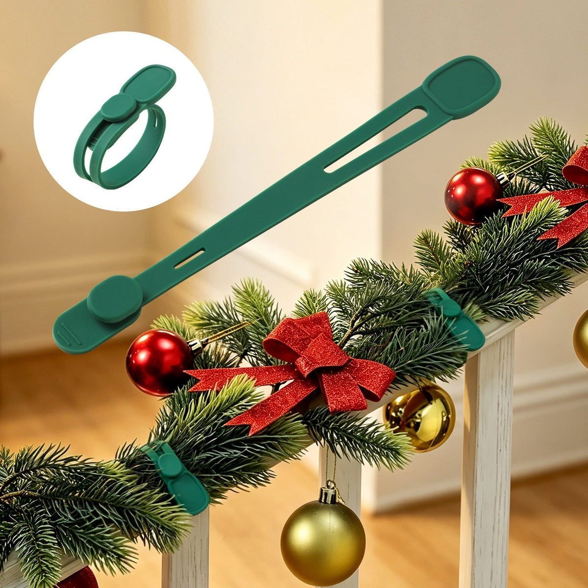 ⌛️Festive Sale! 🎄 Silicone Christmas Wreath Ties & Hooks (5 Pcs) – Secure Your Wreaths & Garlands with Ease🎅