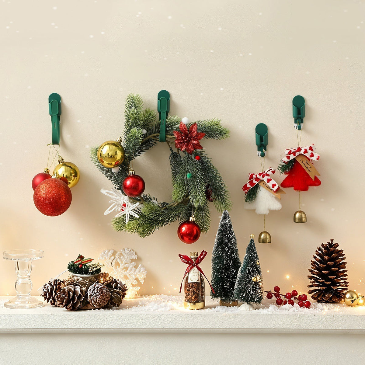 ⌛️Festive Sale! 🎄 Silicone Christmas Wreath Ties & Hooks (5 Pcs) – Secure Your Wreaths & Garlands with Ease🎅