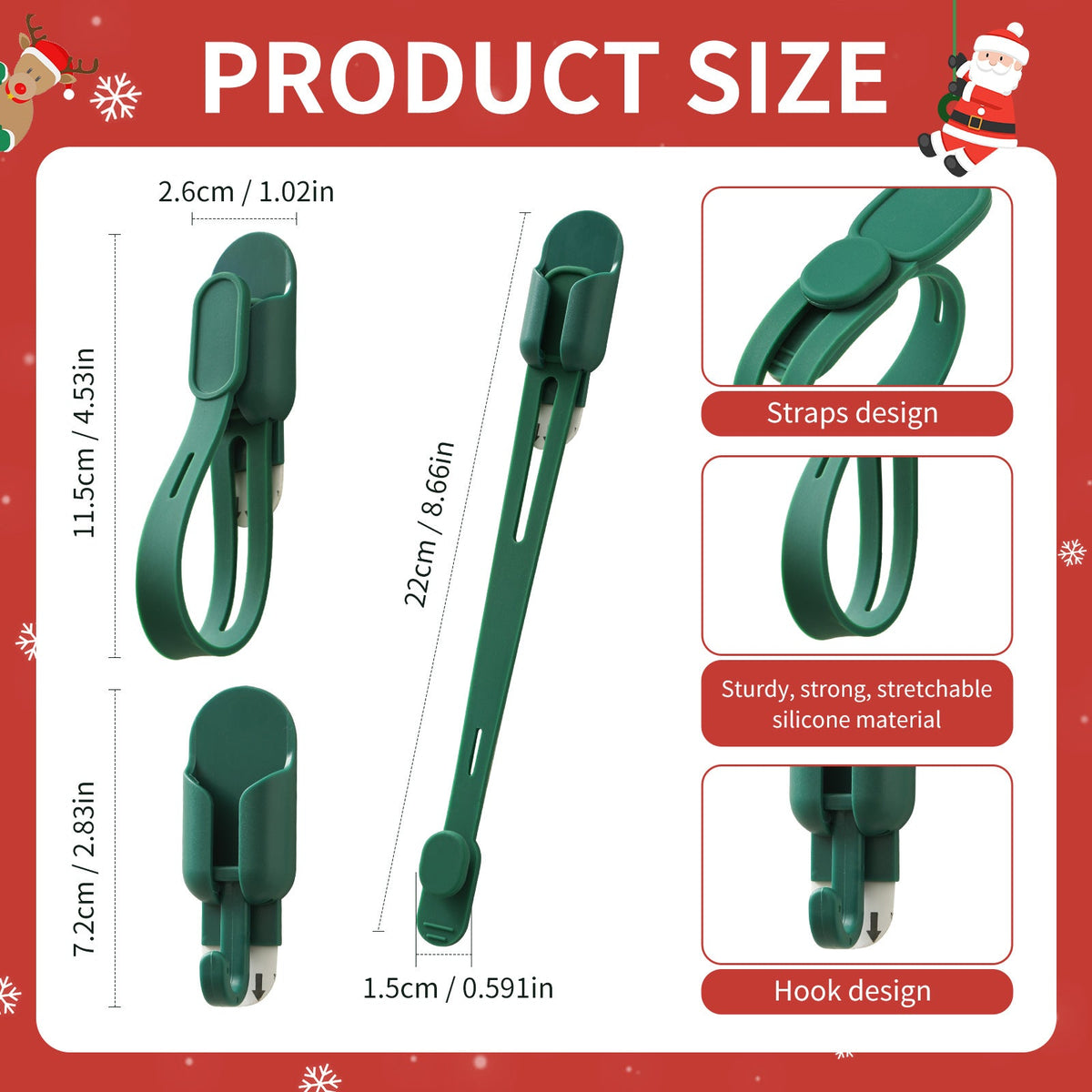 ⌛️Festive Sale! 🎄 Silicone Christmas Wreath Ties & Hooks (5 Pcs) – Secure Your Wreaths & Garlands with Ease🎅