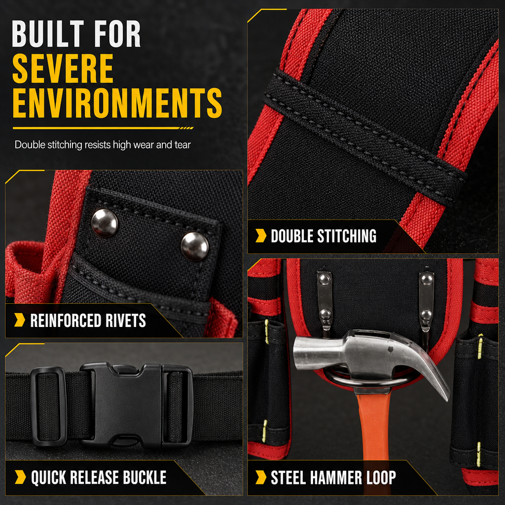 👷 50% OFF! 🛠️ Adjustable Tool Waist Bag – Multi-pocket & hands-free carry ✨