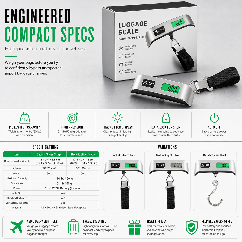 Portable 50kg LCD Mini Electronic Luggage Scale T-Shaped Handheld Hanging Scale with Hook