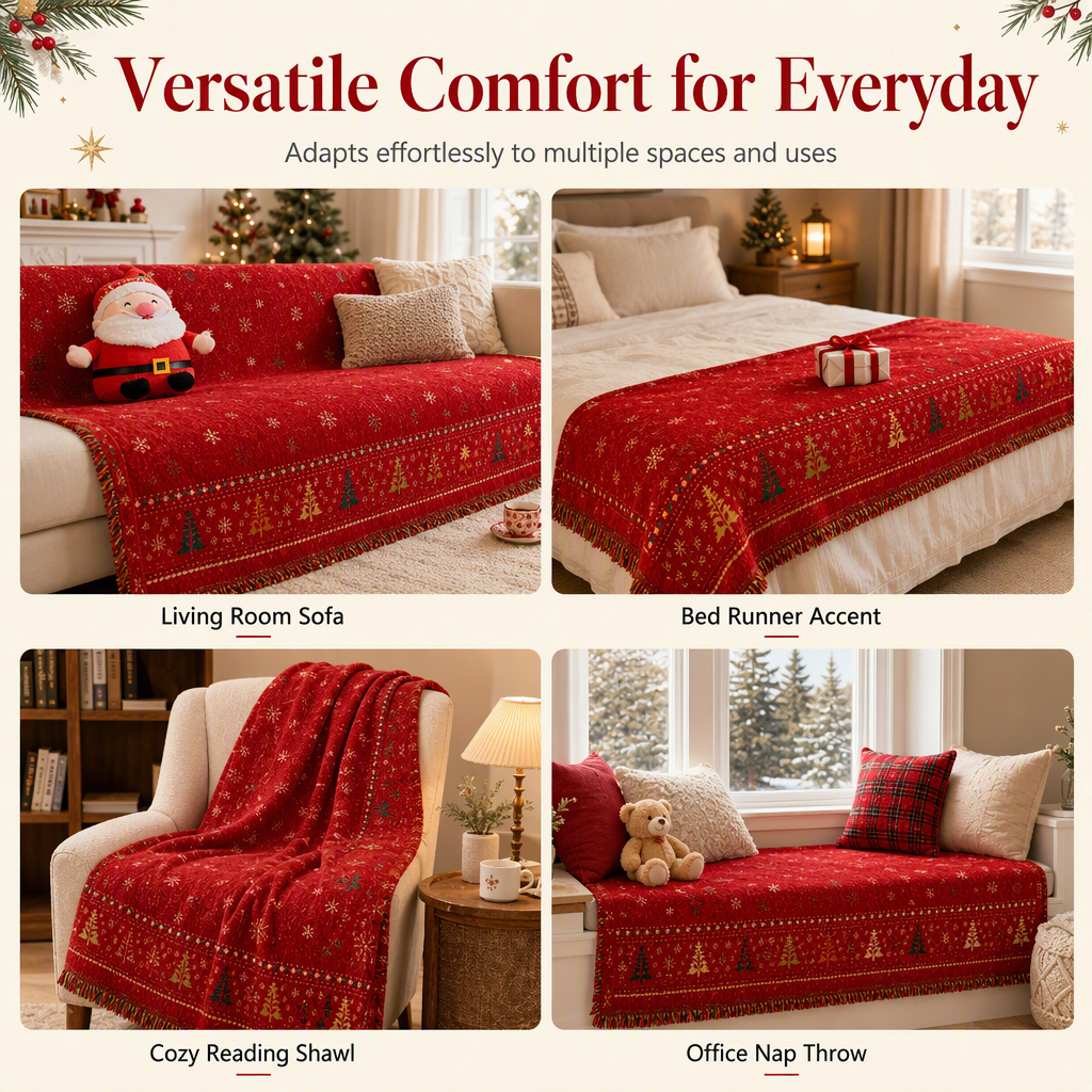 ⏳Time-Limited Special⏰Thickened Christmas Chenille Sofa Cover – Full Coverage Cat Scratch & Stain Resistant Couch Slipcover🎄🎅🛋️