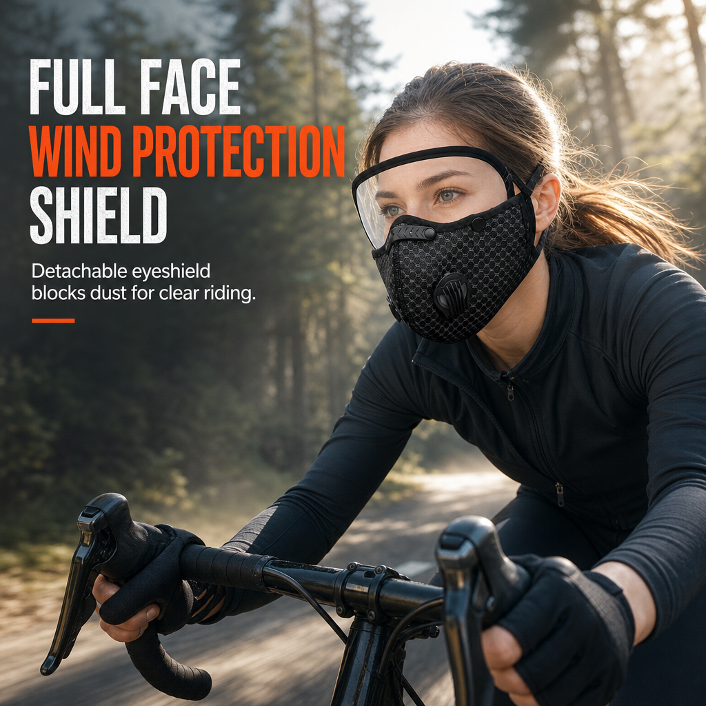 Dustproof and Windproof Outdoor Sports Face Mask with Protective Eye Shield and Breathing for Running and Cycling