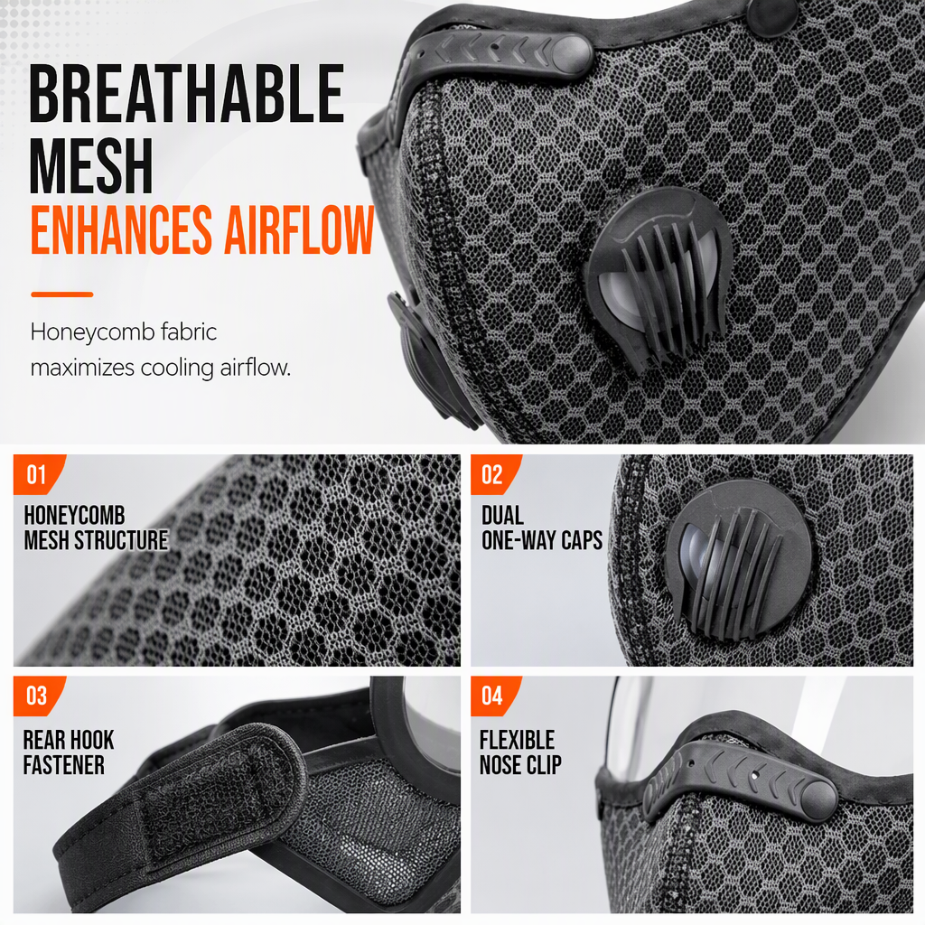 Dustproof and Windproof Outdoor Sports Face Mask with Protective Eye Shield and Breathing for Running and Cycling