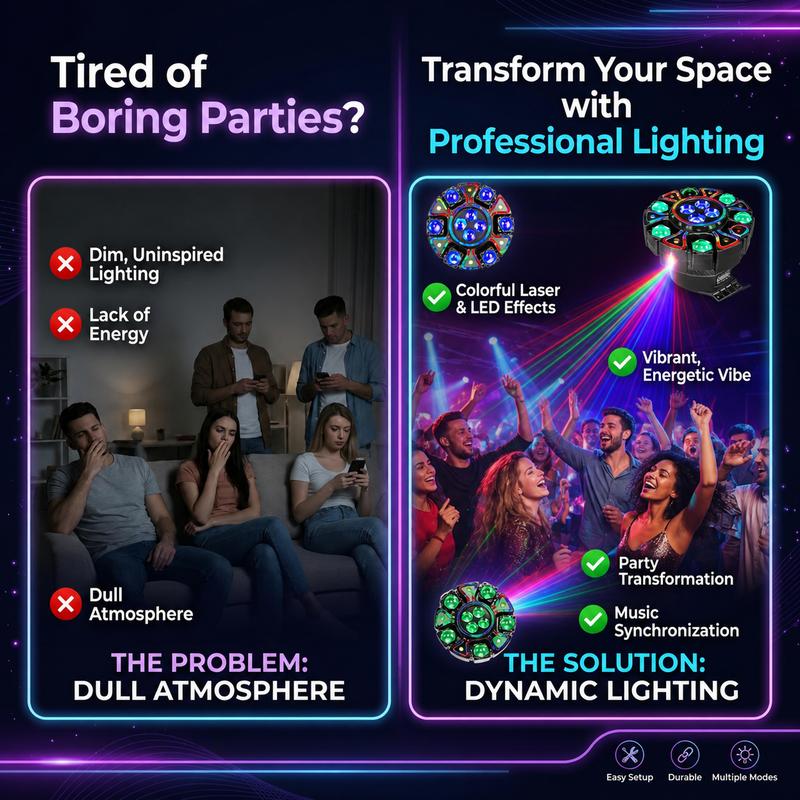 ⏳Time-Limited Special⏰💡 Rotating Bee-Eye RGBW Stage Light with Remote Control – Add Dynamic Lighting to Parties, DJ Sets & Events, Easy to Control from Anywhere ✨