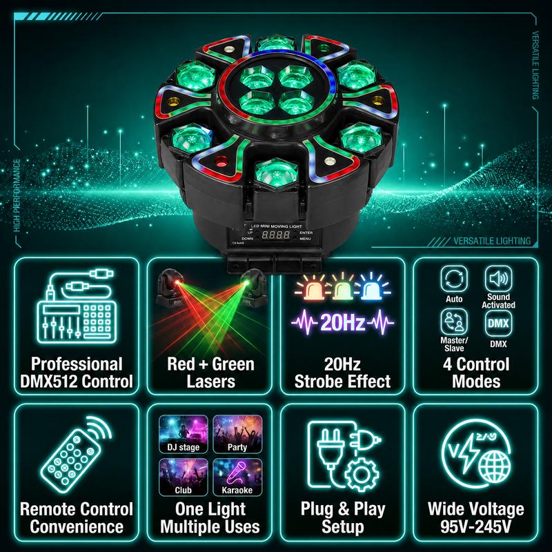 ⏳Time-Limited Special⏰💡 Rotating Bee-Eye RGBW Stage Light with Remote Control – Add Dynamic Lighting to Parties, DJ Sets & Events, Easy to Control from Anywhere ✨