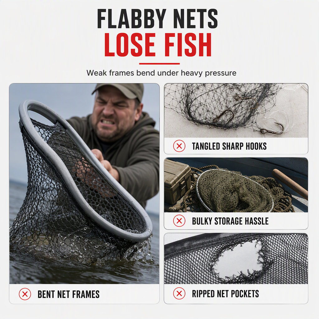 Aluminum Alloy Telescopic Folding Triangular Fishing Landing Net Floating Reinforced Hand Net for Lure Fishing
