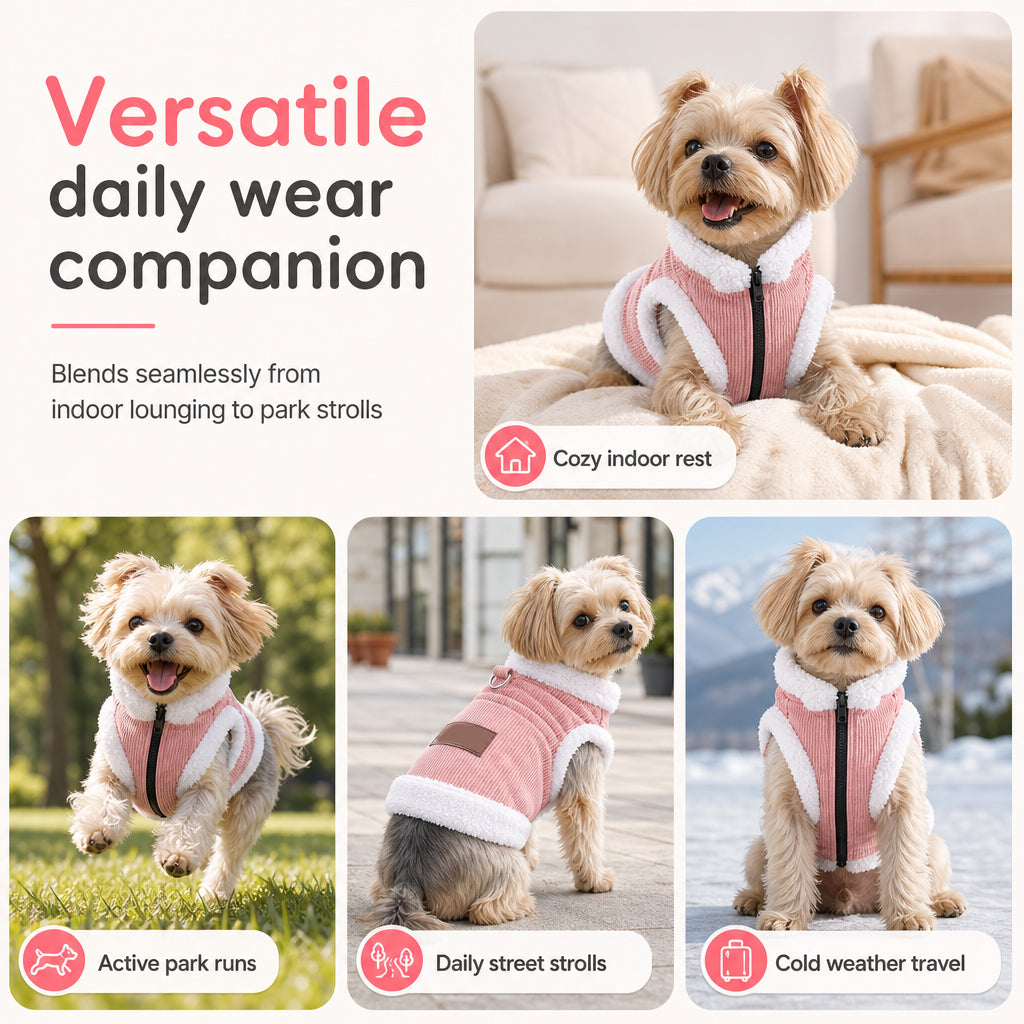 Warm Lamb Fleece Pet Vest Autumn Winter Thickened Fleece Lined Dog Clothes for Cats and Dogs