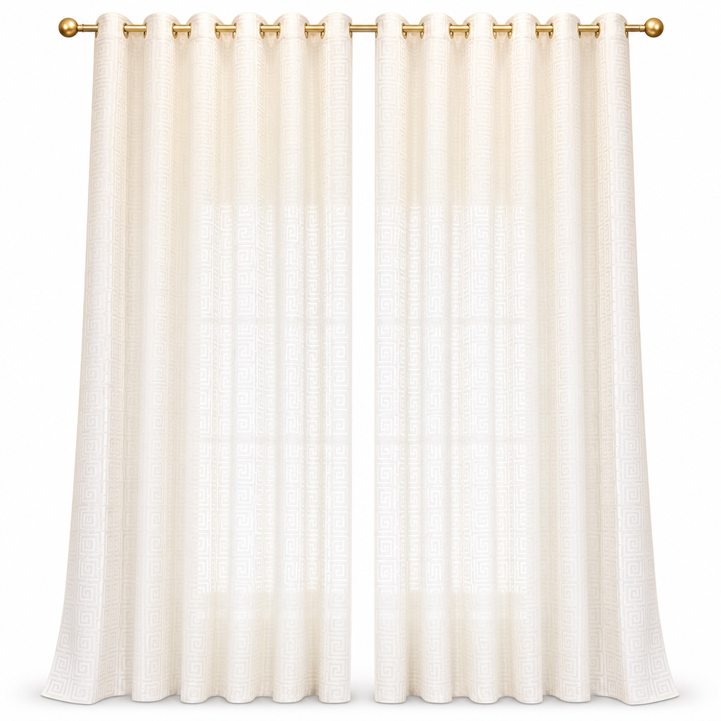 Geometric Jacquard Sheer Curtain Panel for Living Room