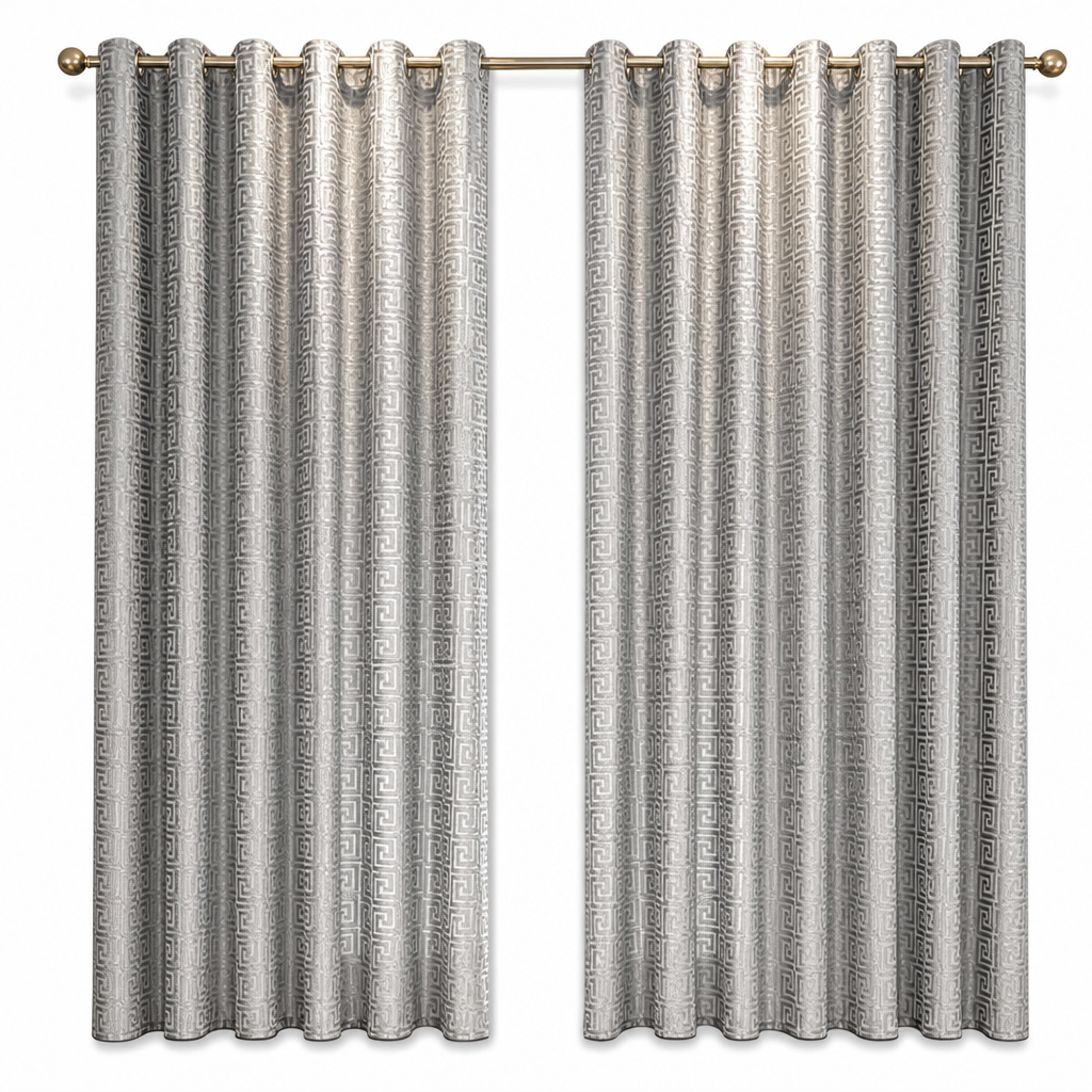 Geometric Jacquard Sheer Curtain Panel for Living Room