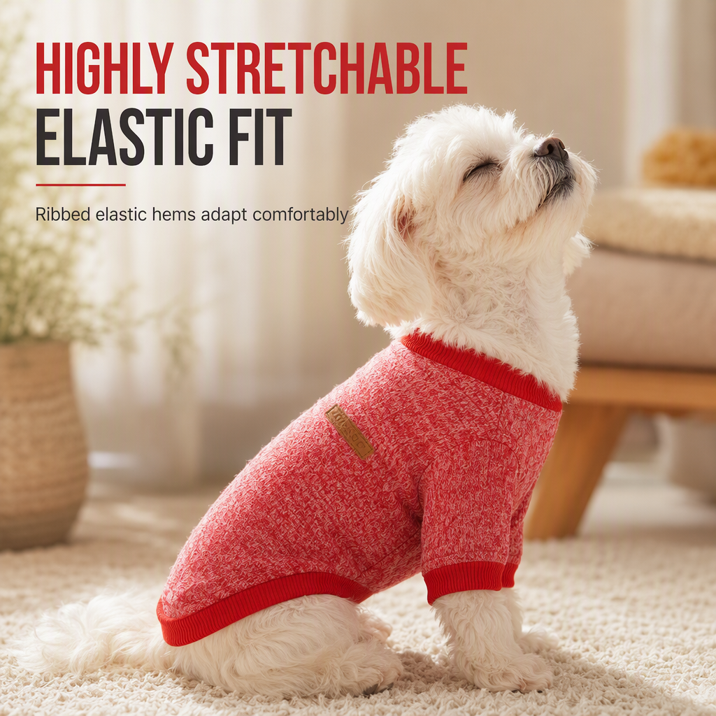 🐕✨ Cozy Knit Pet Sweater – 50% OFF! Insulating ribbed knit, stretchable trim, 9 colours – keeps small pets warm & free to move. 💪