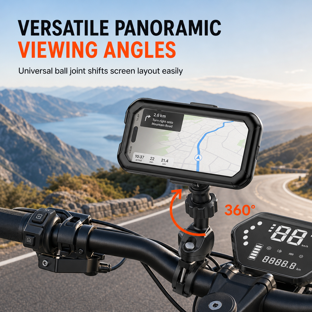 Waterproof Motorcycle and Bicycle Phone Holder with Touch Screen and 360 Degree Rotation