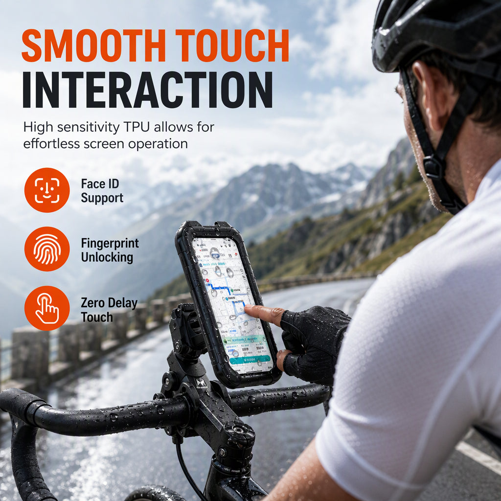 Waterproof Motorcycle and Bicycle Phone Holder with Touch Screen and 360 Degree Rotation