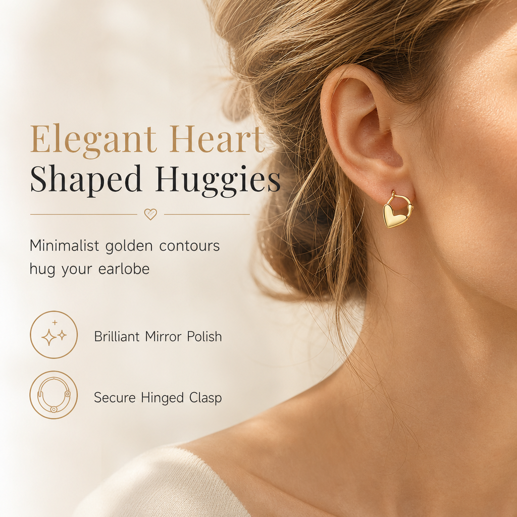 💕 50% OFF! ✨ Small Heart Hoop Earrings – Smooth finish & French minimalist style ✨