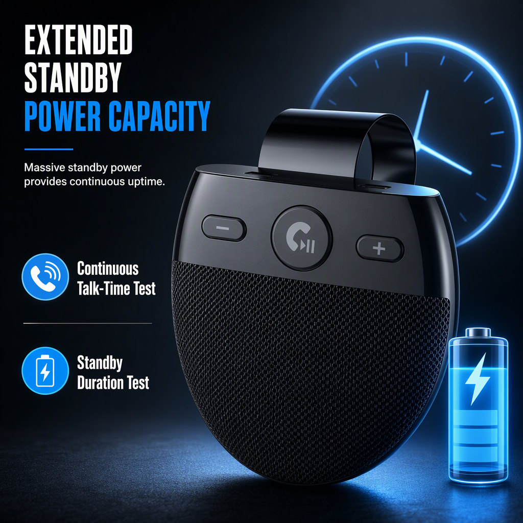 SP11 Car Sun Visor Bluetooth Hands Free Speakerphone with Vibration Activated Auto Power On A2DP Support and Caller ID Voice Prompt