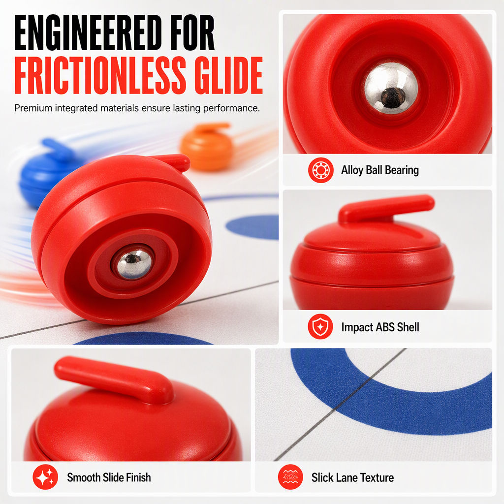 Tabletop Mini Curling Game Set with Roll Up Mat and Plastic Curling Stones Interactive Indoor Board Game for Kids and Adults