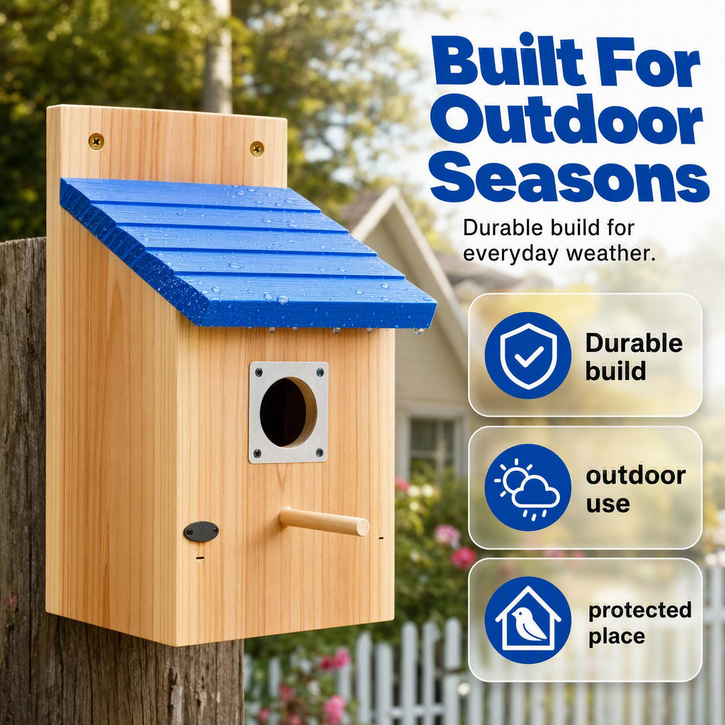 Weatherproof Outdoor Wooden Birdhouse