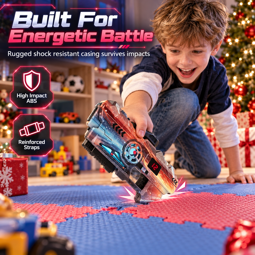 🔫 Laser Battle Set: 2 Blasters & Vests, 90ft Range, Safe Infrared, for Family Fun