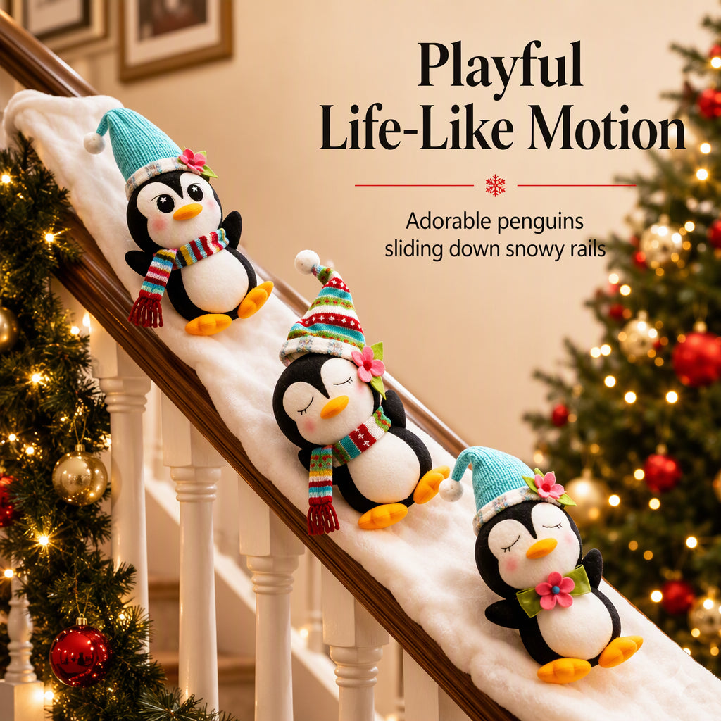 ⏳Limited-time 50% off⏰ Decorative Penguin Slide Toy Set – 3 Penguins & Endless Sliding Fun🐧🛝