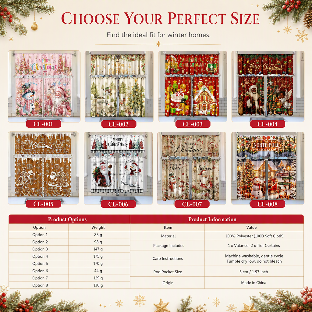 Christmas Kitchen Curtains Set